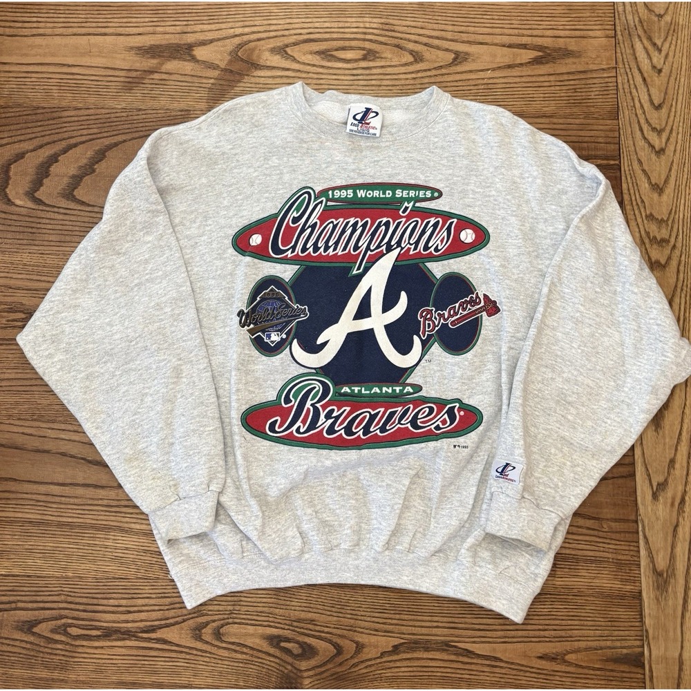 Vintage 90s Atlanta Braves World Series Champions Crewneck Sweatshirt Size Large